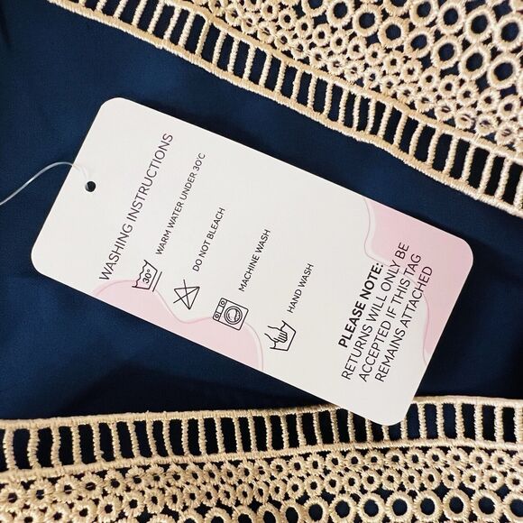 Wkior Shift Dress V Neck Short Ruffle  Sleeves Solid Color Casual Flowy Blue Tan - Picture 8 of 11